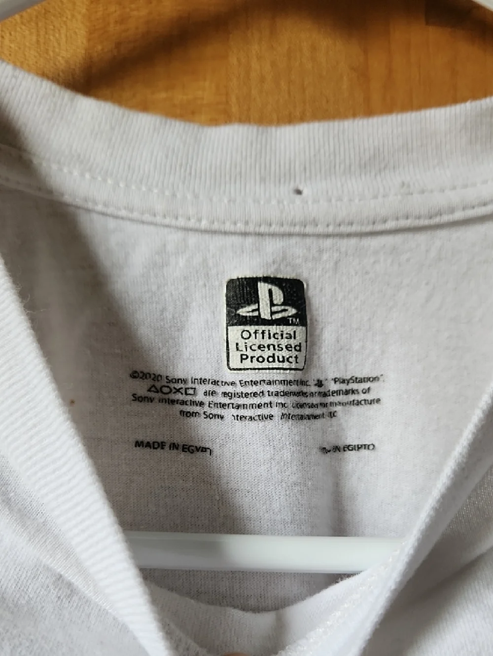 Sony White PlayStation Graphic Tee with Black and Multicolor Accents